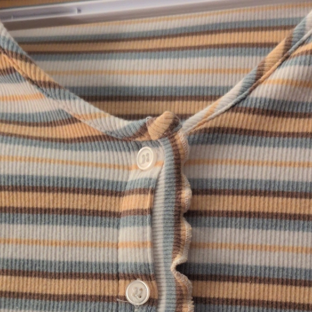Sugar Moon Striped Button-Up Ribbed Top - Picture 3 of 6
